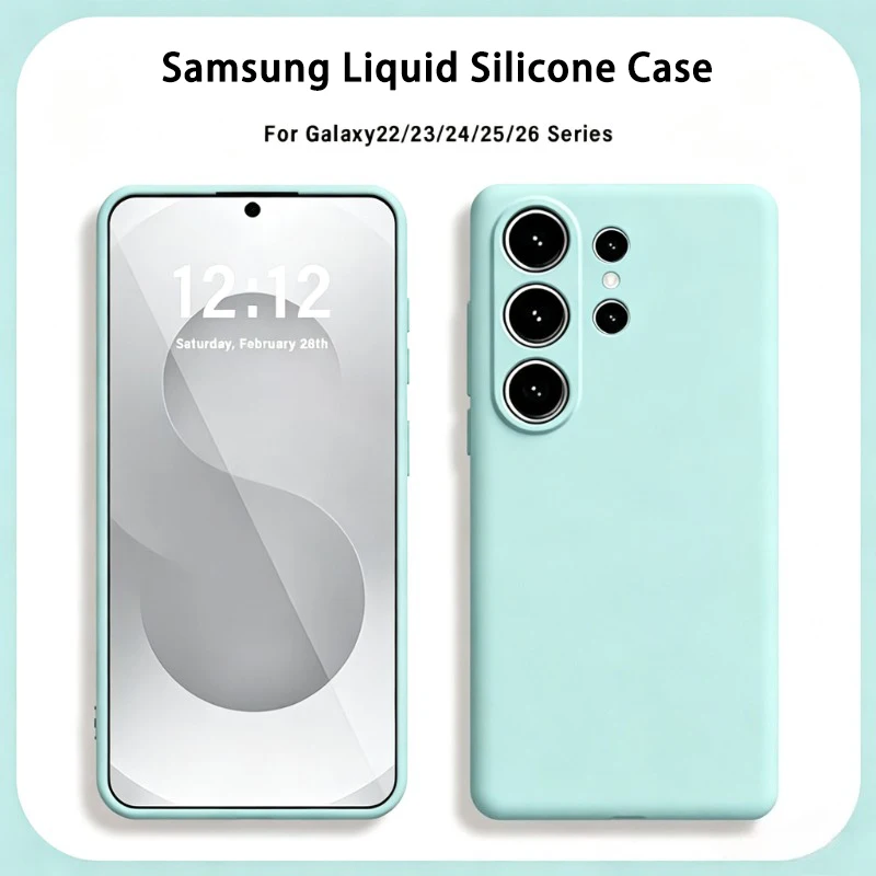 Funda original de silicona líquida para Samsung Galaxy S26 S25 S24 S23 S22 Ultra Plus, suave y anti golpes 5