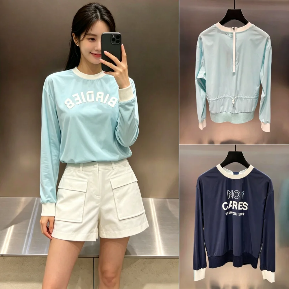 2026 Summer Sporty Women's Quick-Dry Lightweight Golf Shirt Color Block Collar Long Sleeve Slim Fit for Daily Yoga Office Blouse