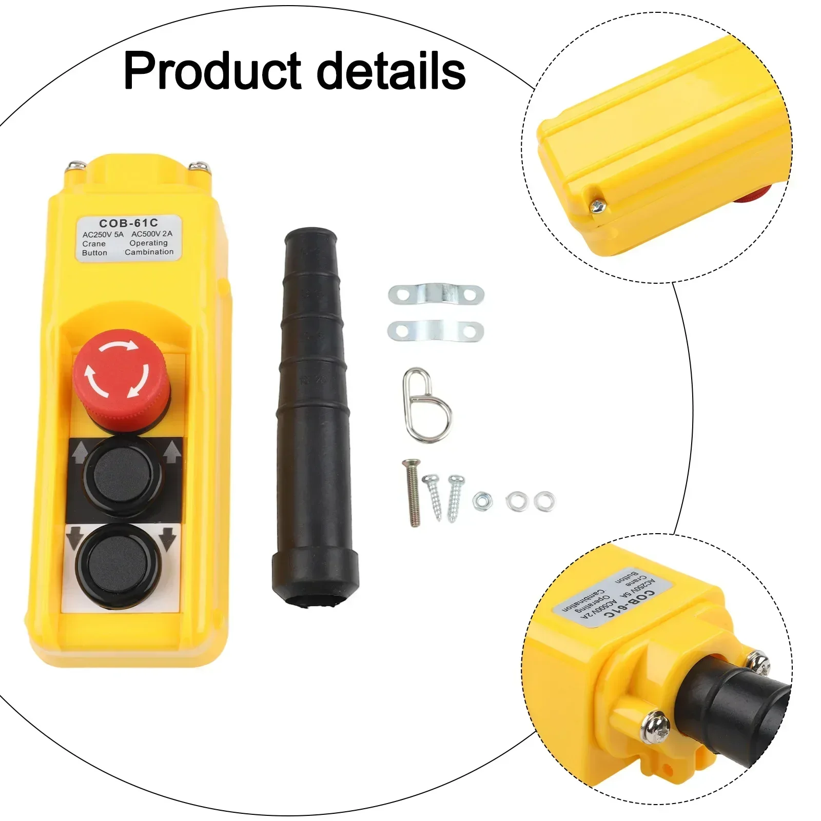 

1PC Electric Hoist Switch 220V Screw Terminal Electric Hoist Switch IP54 Lifting Button Box Exigent Stop Button Switches Parts