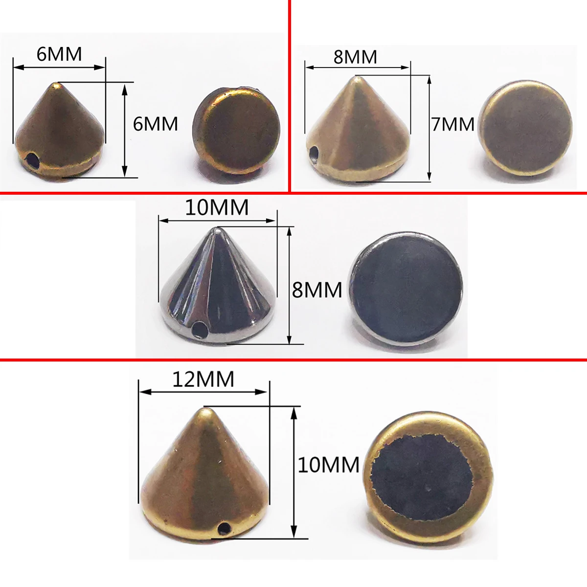 100pcs Plastic Bullet Cone Sewing Decor Spike Punk Hand made DIY Garment Shoes Clothing Sewing Button Accessories