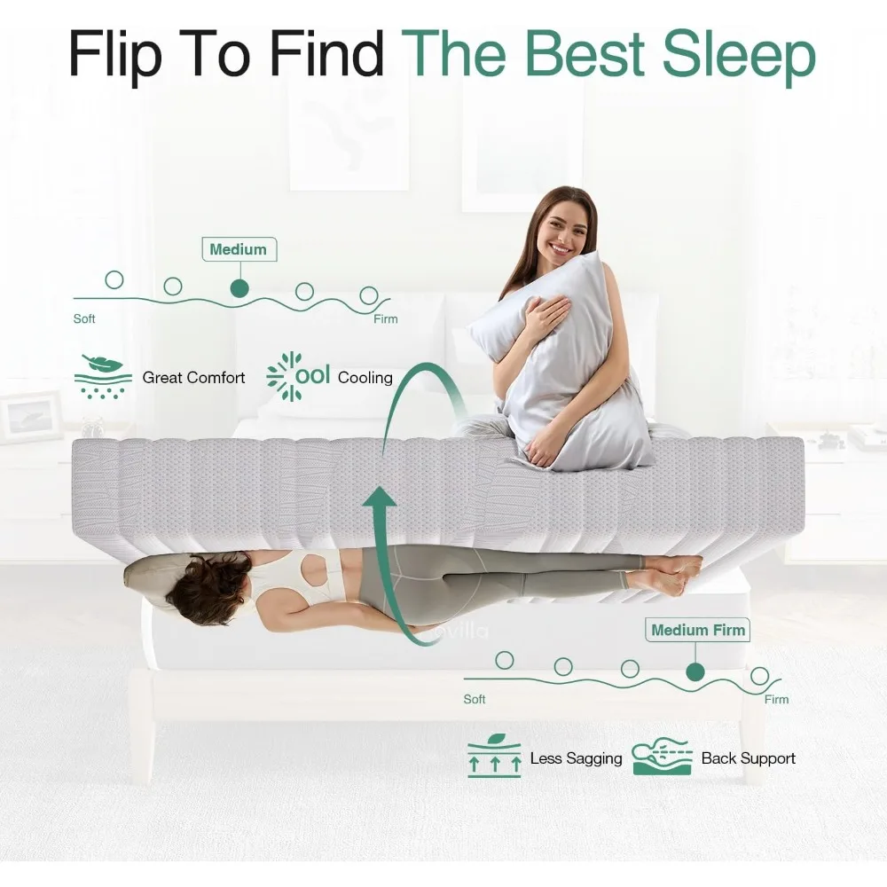 مرتبة إسفنجية ميموري فوم مقاس 14 بوصة بحجم كوين مع دعم فحمي - راحة متوسطة وثابتة #5