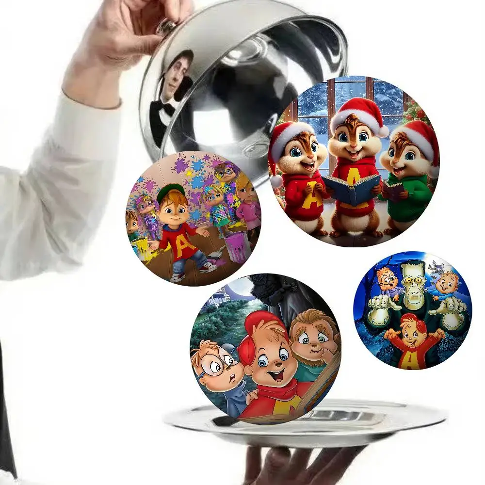 A-Alvin And The C-Chipmunks Cute Badges Badges Cartoon Round Brooches On Backpack Jacket Acrylic Button Pins Collection Gifts