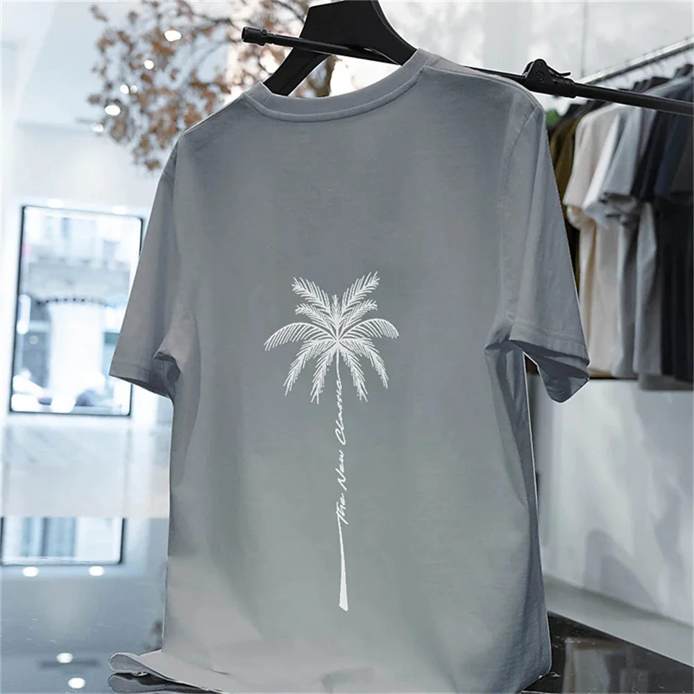 Solid Color Men' T-shirt Printed Pattern Street Trend Travel Leisure Oversized Loose Comfortable High-grade Classic Short Sleeve