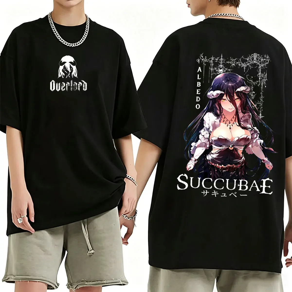 Anime Overlord Albedo Graphic T-shirt Summer Men Women Casual Oversized T Shirts Male Retro Manga Harajuku Short Sleeve Tshirt