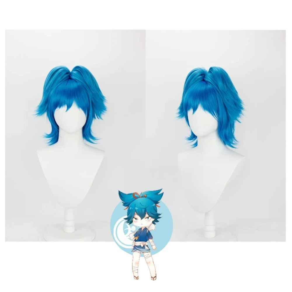 

Saya Samonji Touken Ranbu Cosplay Wig Blue Flipped Twin Tails Anime Hair