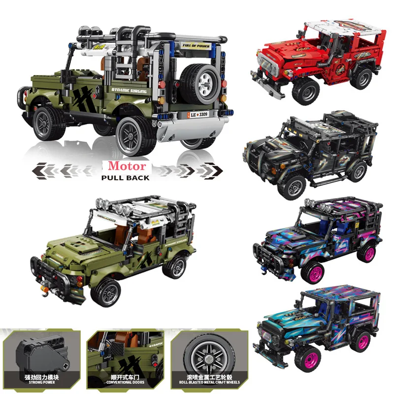 

Off-Road Vehicle Model Building Blocks Pull Back Car Moving Boys Construction Toys Collectible Ornaments MOC Bricks Holiday Gift