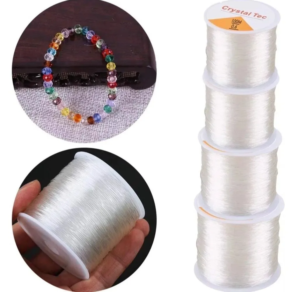 جديد شفاف مطاطا الموضوع الحبل 100 متر 0.4/0.5/0.6/0.7/0.8/1.0 مللي متر سلك سلسلة مطاطا لتقوم بها بنفسك خط مرن لتقوم بها بنفسك صنع المجوهرات #4