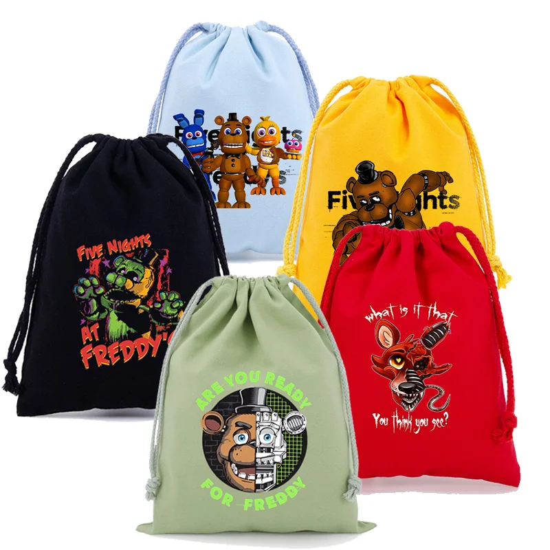Fnafs bolsas con cordón Five Nights Freddys Anime dibujos animados maquillaje bolsa de almacenamiento de dulces niños niñas paquete de algodón fresco bolsas de regalo de bolsillo