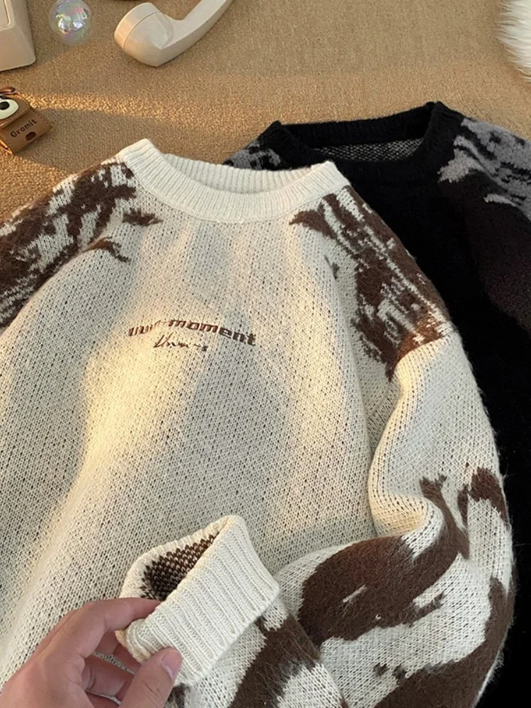 

Мужской вязаный свитер с цветными блоками, осенне-зимний, с круглым вырезом, повседневный, удобный, с длинными рукавами, модный, для подростков