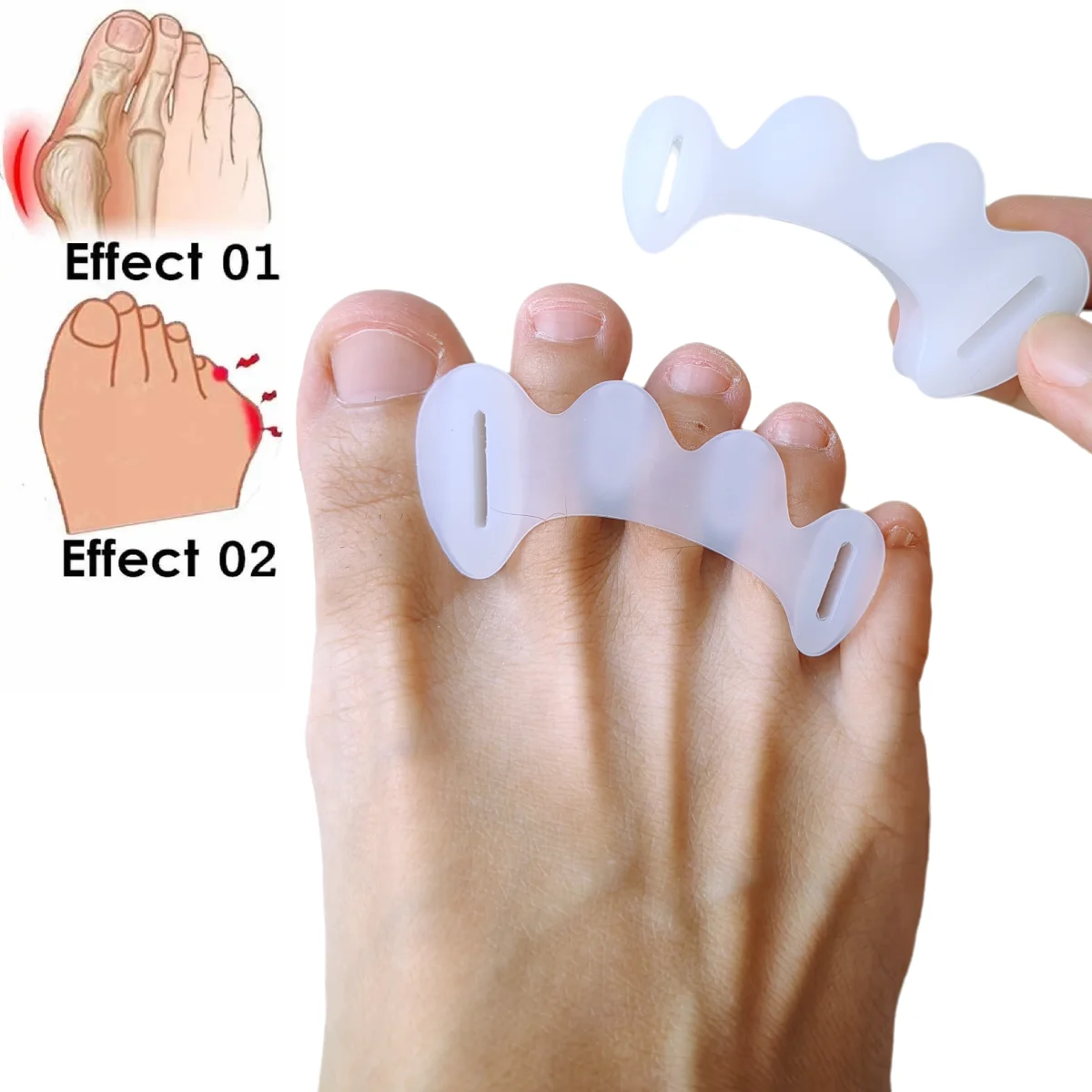 

2Pcs=1Pair Hard Silicone Toe Separators Bunion Corrector Overlapping Hammer Toes Pain Relief Fingers Spacers Foot Care Protector