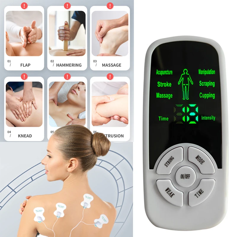 

Multi-functional 6 Modes Tens Unit Machine Meridian Body Relax Massage Pain Physiotherapy Electrostimulator Digital Massager