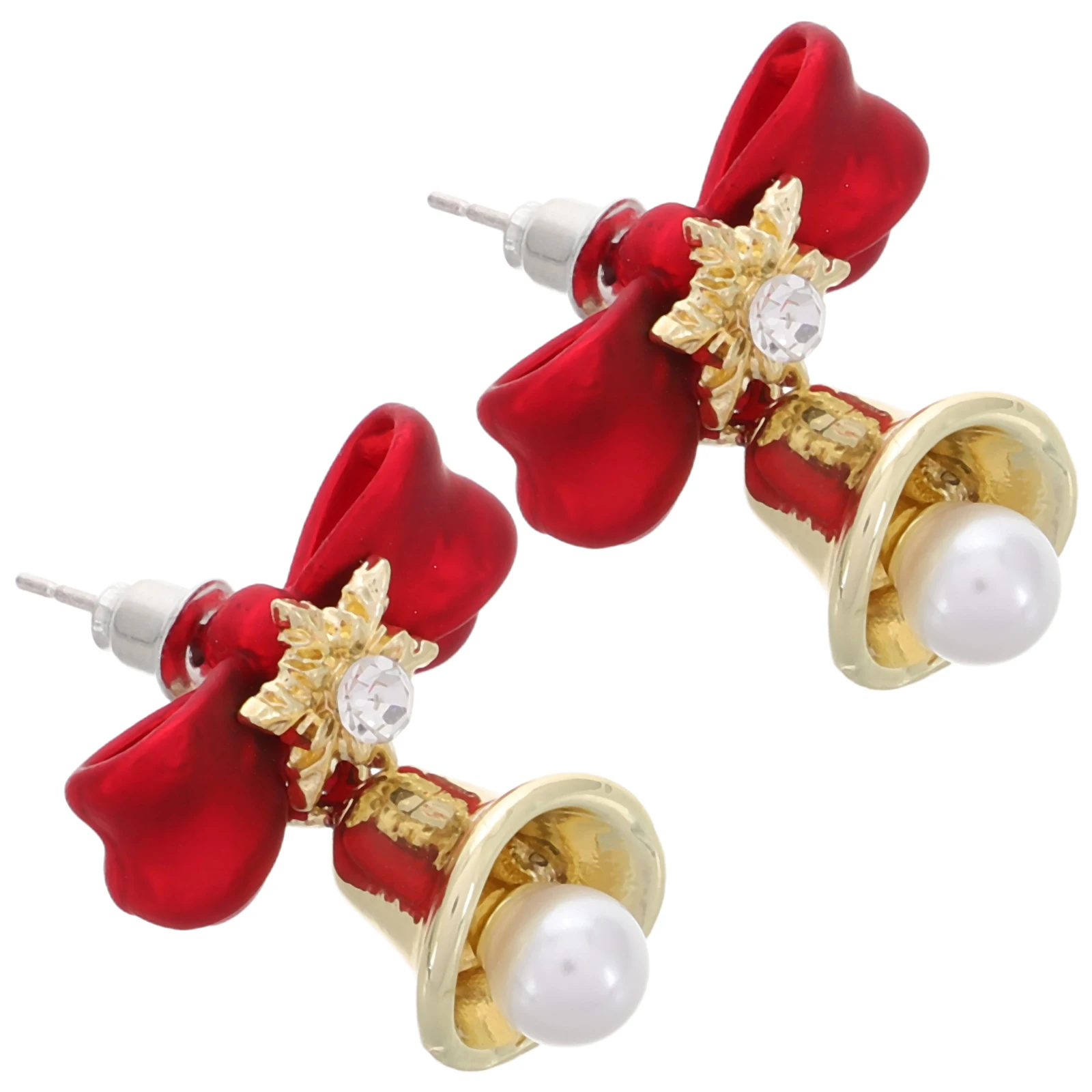 

1Pair Christmas Bow Bell Earrings Elegant Studs Festive Holiday Accessories Jingle Bell Earrings Christmas Jewelry
