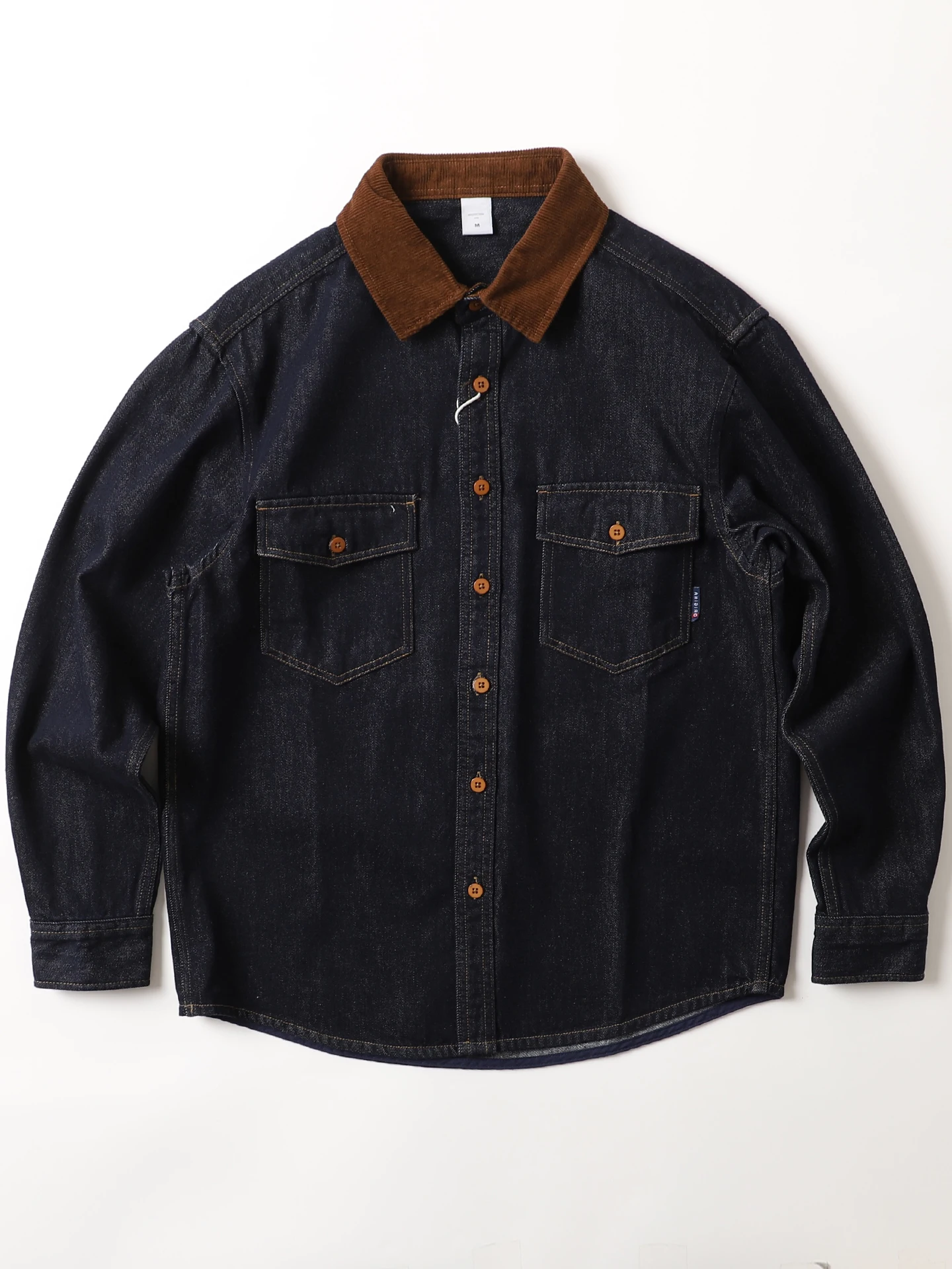 

Ретро-куртка в американском стиле из плотного вельвета цвета хаки с контрастными синими вставками из денима, мужская повседневная рабочая куртка свободного кроя из смесового хлопка и полиэстера