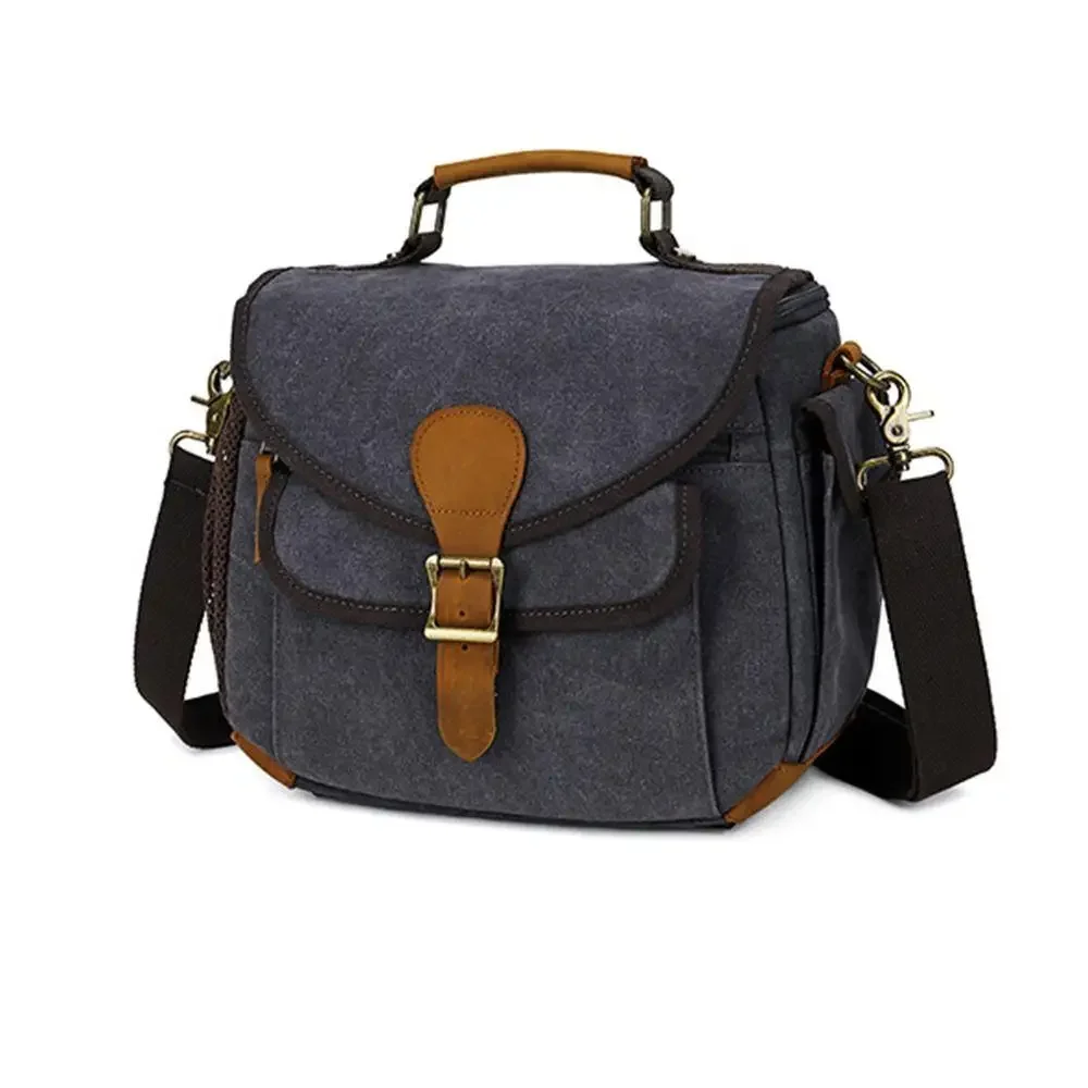 Canvas Mirrorless Photography Camera Bag Padded Vintage Camera Lense Messenger Bag Shockproof Waterproof Camera Protective Case