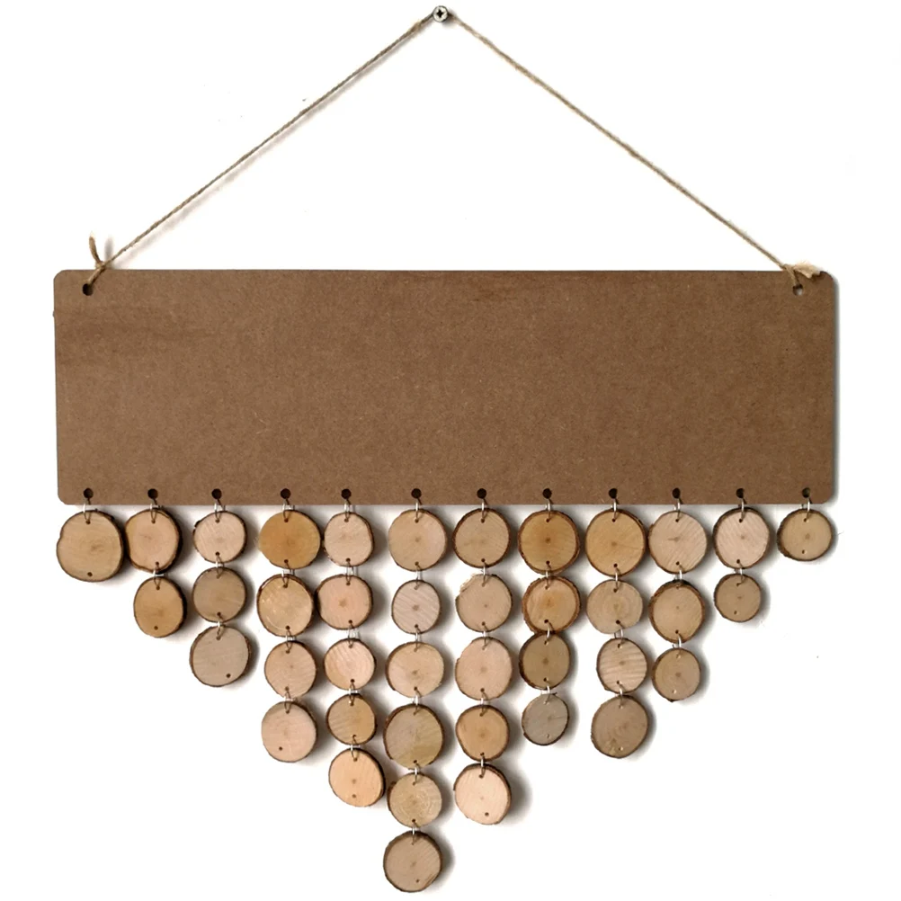 

82pcs Wooden Hanging Message Board Set 40 Wood Pieces 40 Wire Loops 65Cm Rope For Home Wall Decoration Birthday Reminder
