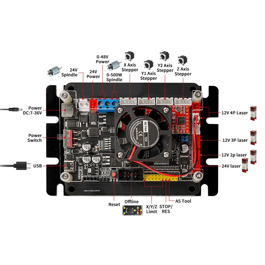 1Pc 3-Axis Controller Board With A4988 Driver For CNC Router Engraving Machine Cutting DIY Automation Tool