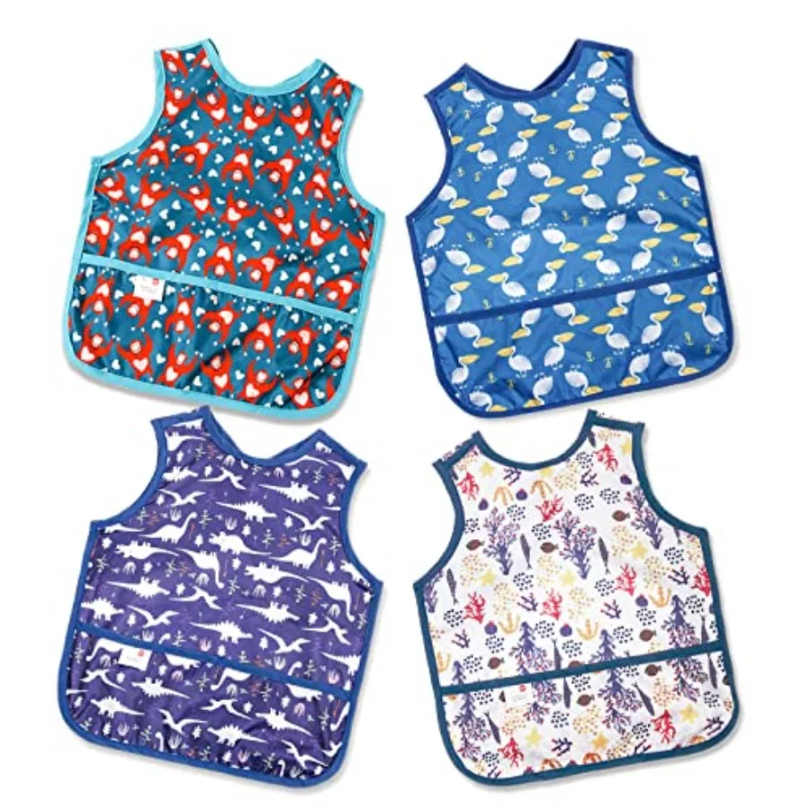 

Joyo roy Mess Proof Baby Bibs for Eating Waterproof Toddler Bibs 1-3 Years Soft Machine Washable Sleeveless Baby Smock Bib for