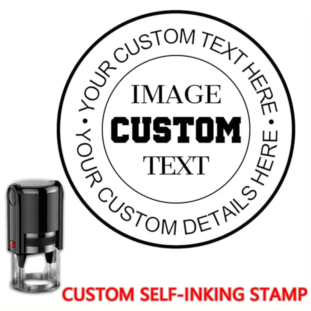 Custom Self-Inking Stamp Round 25/30/40/50mm LOGO Design Personalized Press-type Inking Stamp for Wedding Invitation Envelope