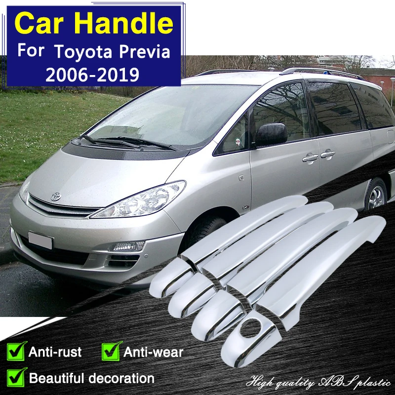 for Toyota Previa Tarago Estima Aeras XR50 2006~2019 2008 Chrome Door Handle Cover Car Accessories Rustproof Stickers Styliny