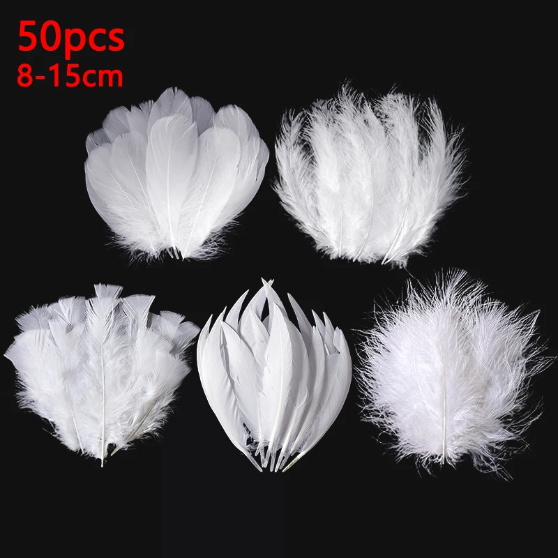 8-15cm Feathers Long Decoration Bulk White Plume 50pcs Chicken Goose For Massage Pictures Tree Dreamcatcher Crafts Plumas Small