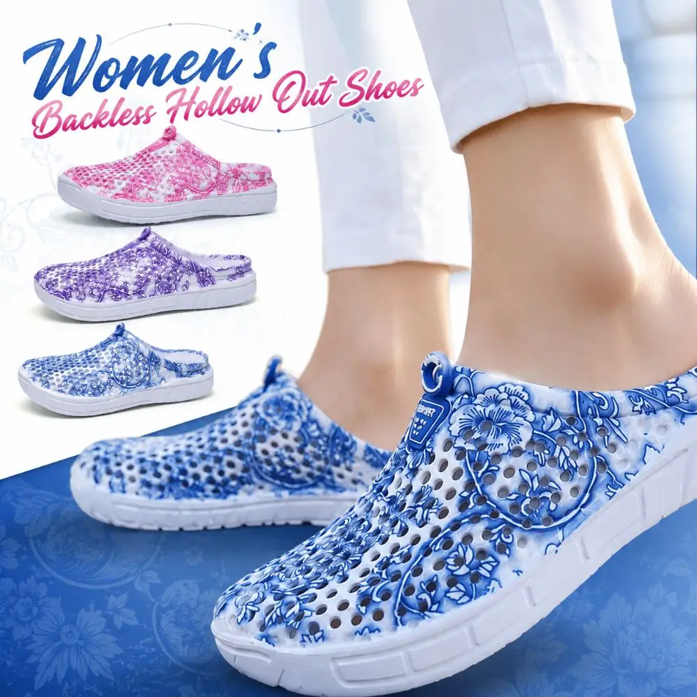Hollow Out Women's Slippers EVA Platform Non Slip Backless Clogs Breathable Lightweight Outdoor Sandals Home, Beach, Garden