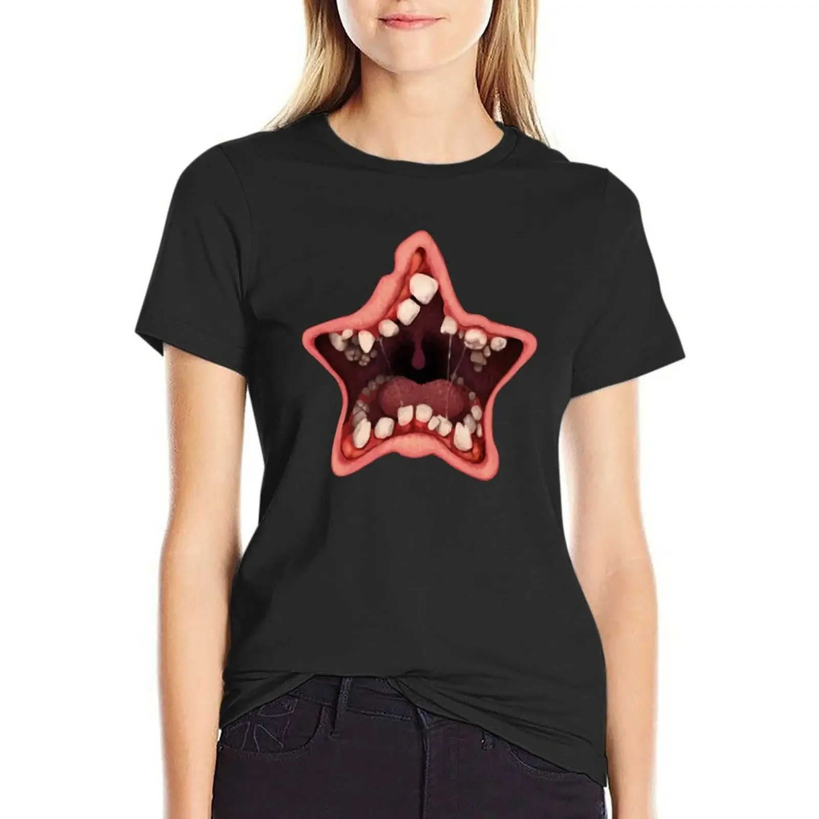 

Star Mouthed T-Shirt customs design your own summer tops korean fashion cotton t shirts Women