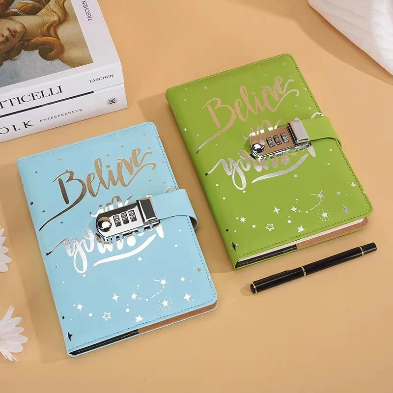 Password Notebook A5 European Style Notepad with Lock Business Office Stationery Student Diary 200 pages beautiful book