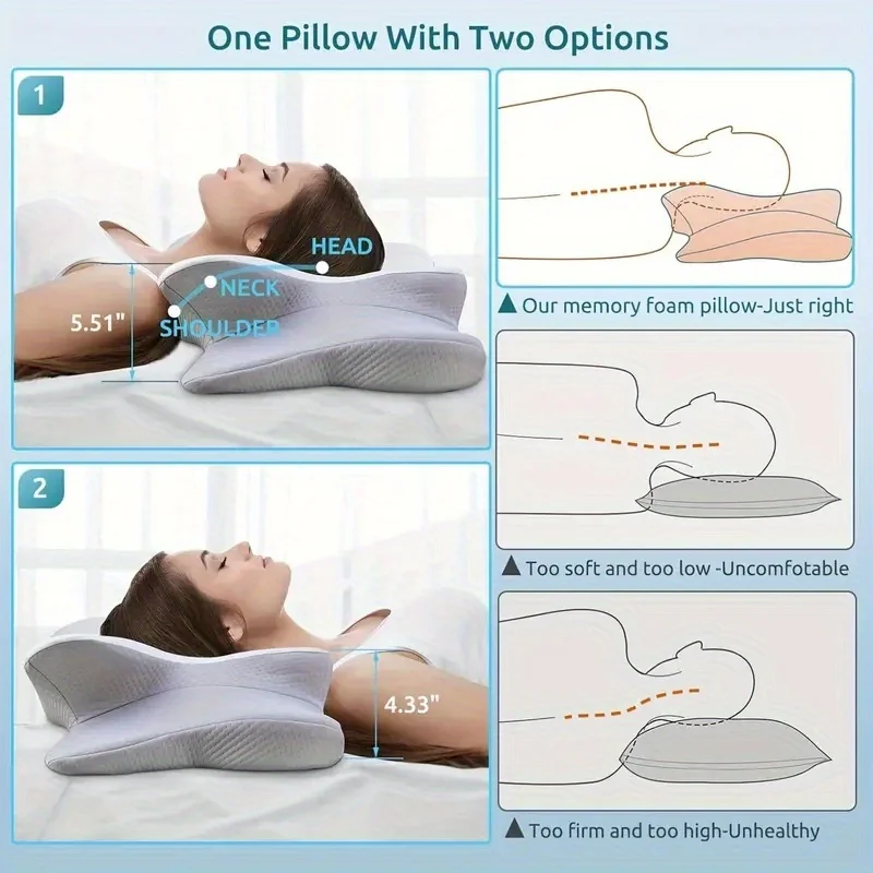 Odorless Orthopedic Memory Foam Neck Pillow Ergonomic Cervical Support for Neck And Shoulder Pain Relieving Sleeping Aid