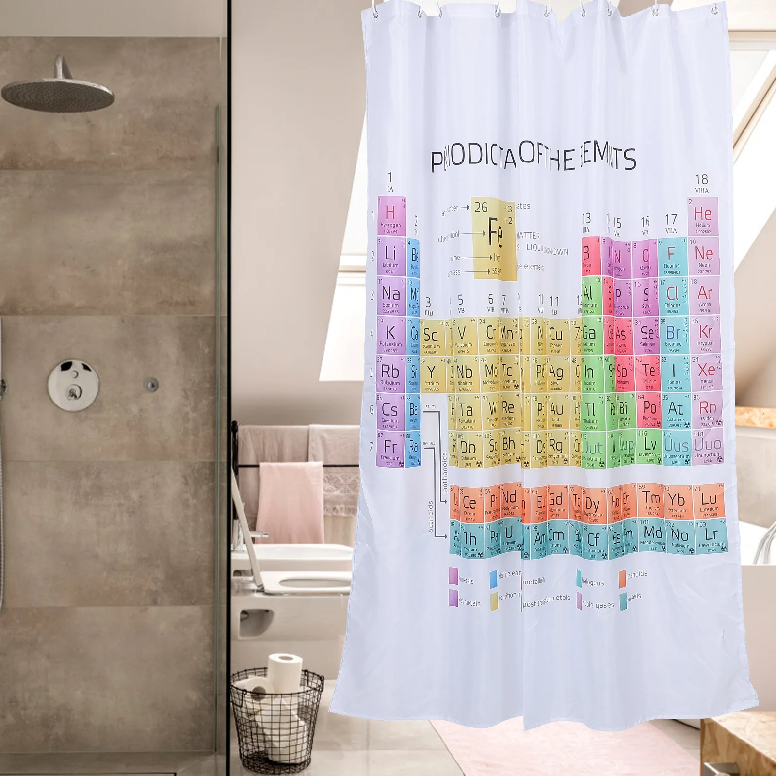 

Periodic Table Bath Curtain 72X72 Inch Waterproof Polyester Shower Curtain For Bathroom Home Decor Learning Education