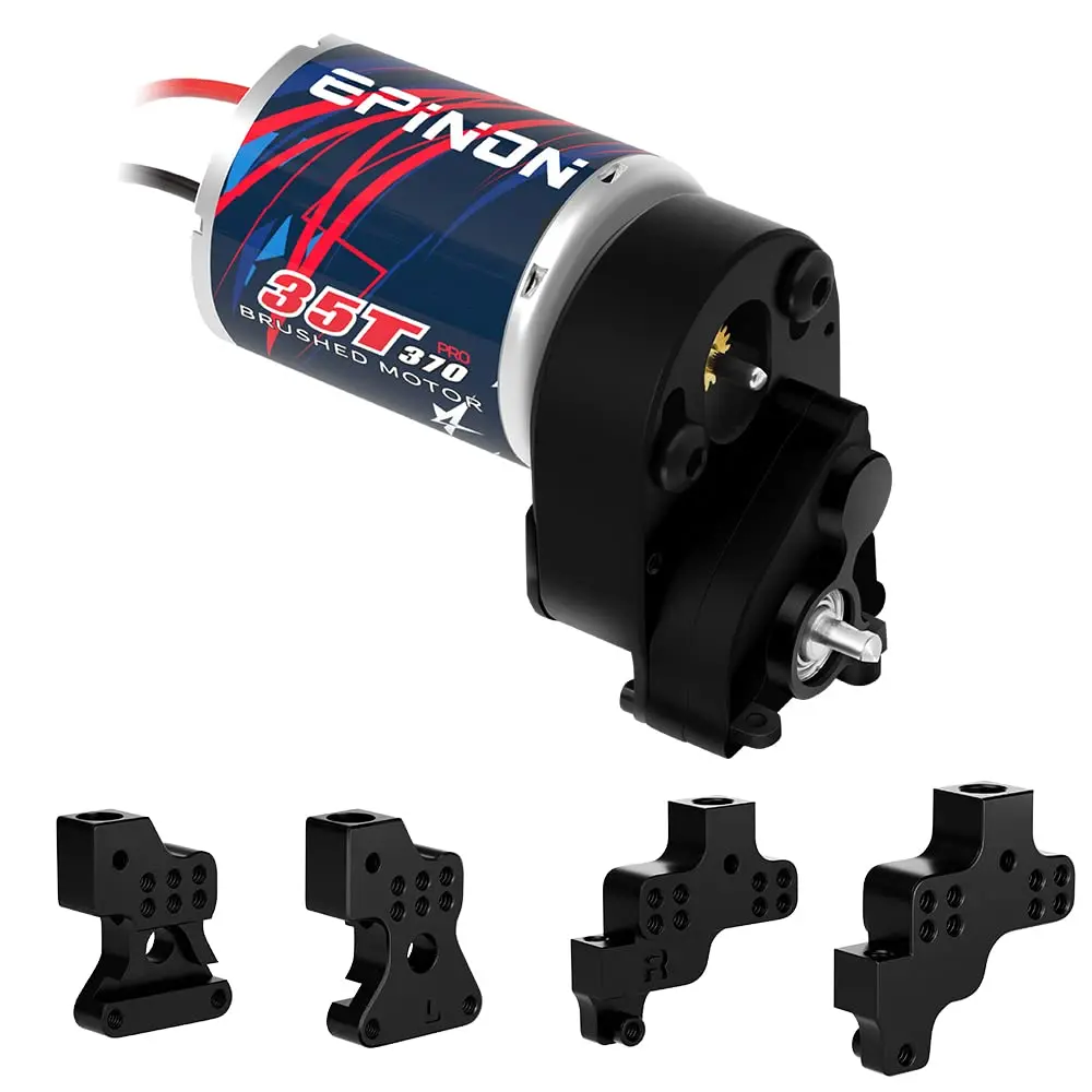 

EPINON 370 35T Brushed Motor with Aluminum Transmission Gearbox and Shock Mounts for 1/24 AXIAL SCX24 Bronco JLU C10 Gladiator