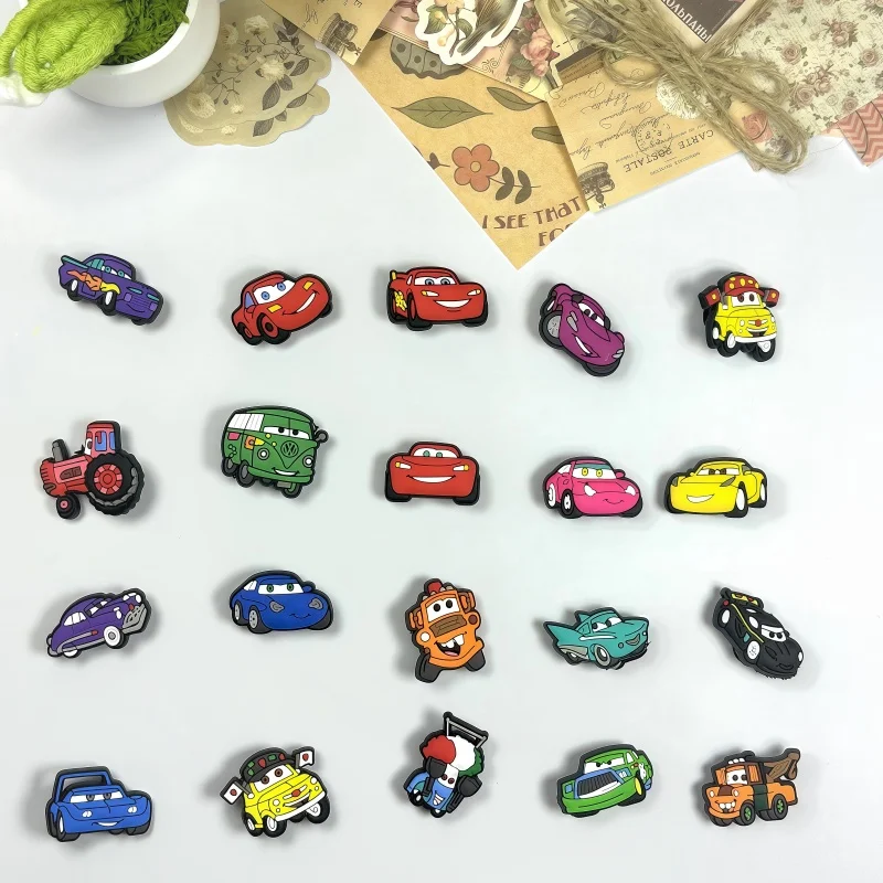 

20Pcs Lightning McQueen Flo Boys Favorite Sandals Shoe Buckle Charms Disney Cars Decorations DIY X-mas Gift