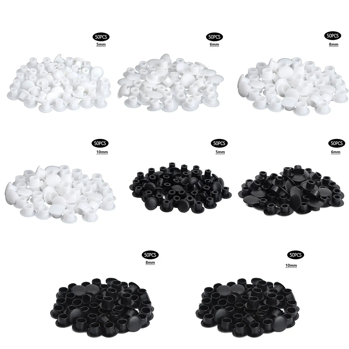 50Pcs Furniture Hole Covers Protection Screw Caps 5/6/8/10mm Plastic Hole Plugs for Chair Cabinet Cupboard Shelf Hardware - view 5