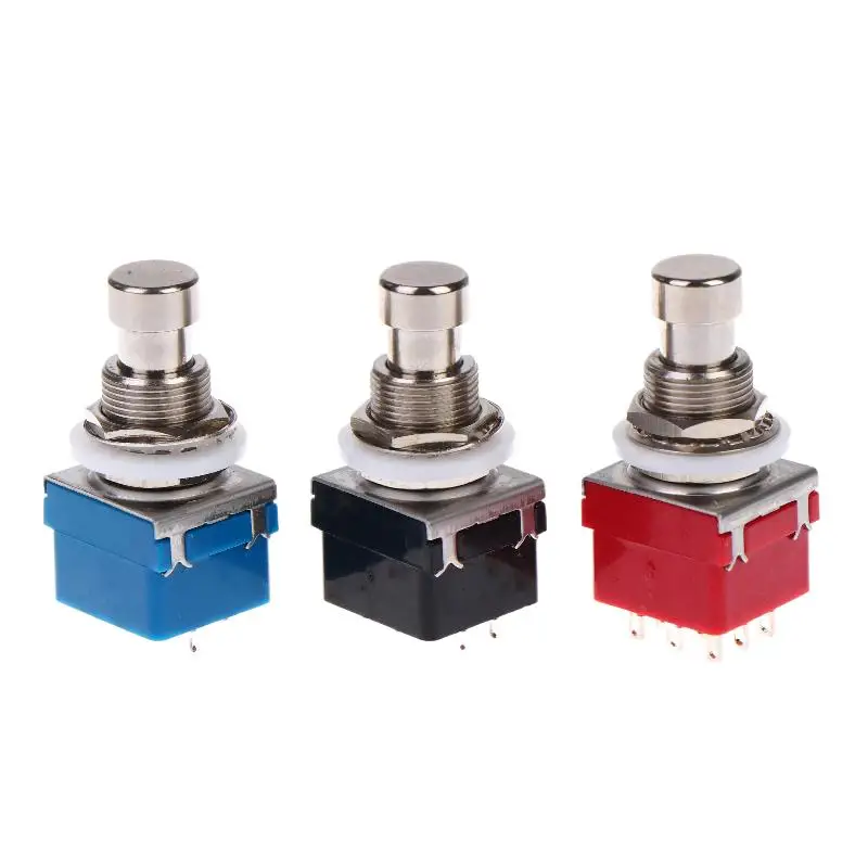 Hot Sale 1Pcs Button Direct Conversion Switch 9 Pin 3PDT Latching Guitar Switch Guitar Effects Pedal Box Stomp Foot True Bypass