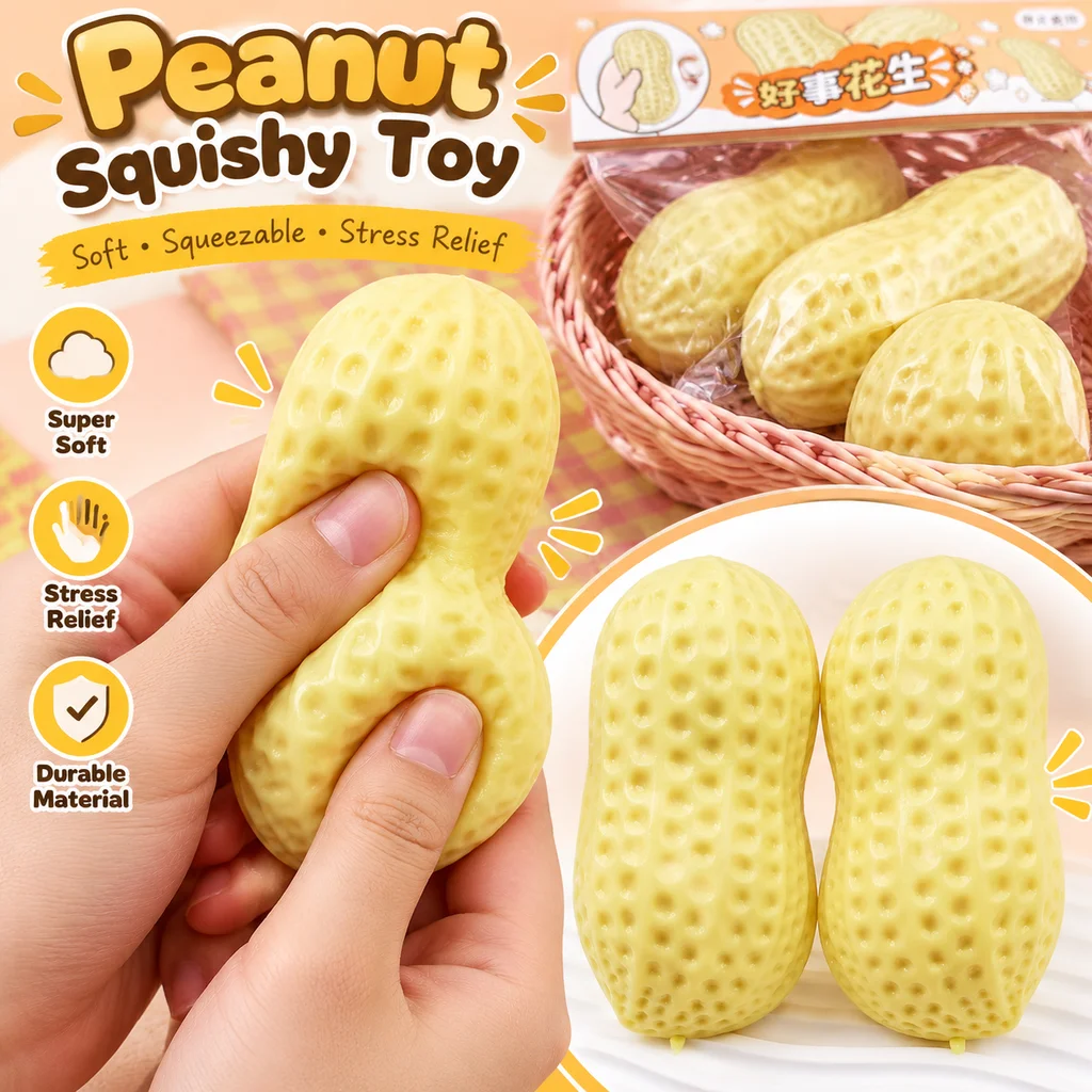 Peanut Buttery Soft Squishy Crunchy Stress Ball Sensory Fidget Toy Squeeze Ball Anti Stress Toys ASMR 1 Pcs