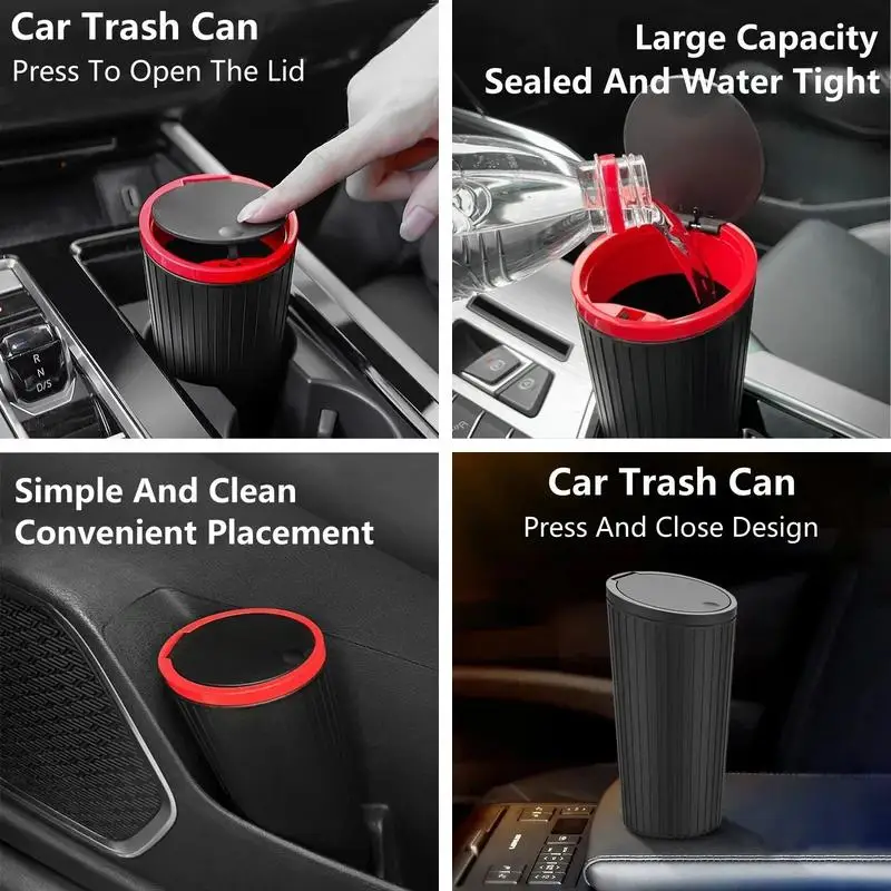 Mini Car Interior Trash Can, Universal Press Cover Waste Storage Box, Multifunctional Vehicle Cup Holder Bin Auto Accessory