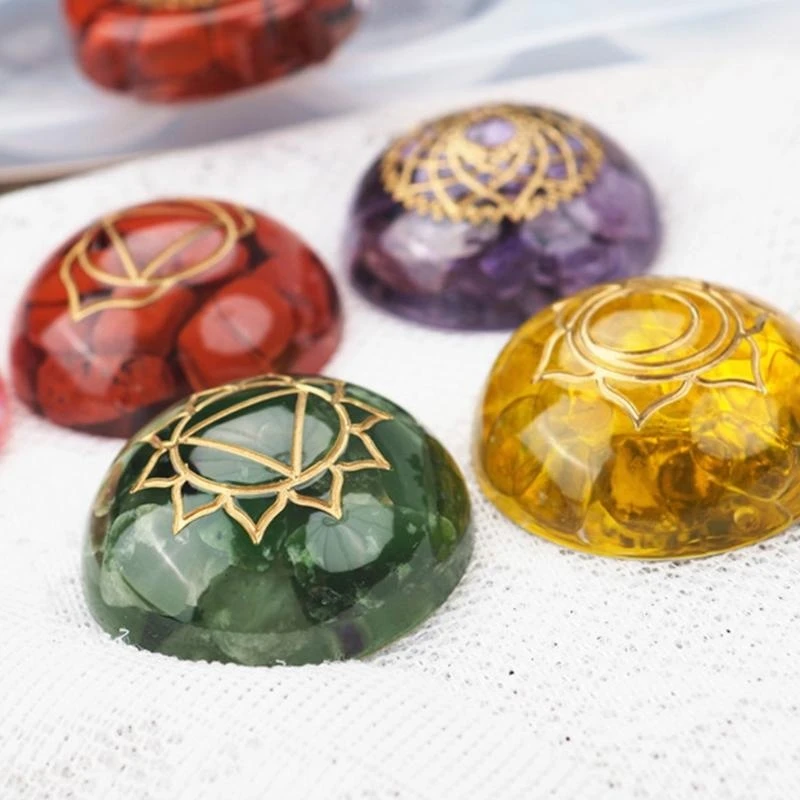 

652F Epoxy Resin Mold Seven Chakras Round Silicone Mould DIY Crafts Jewelry Making Tools