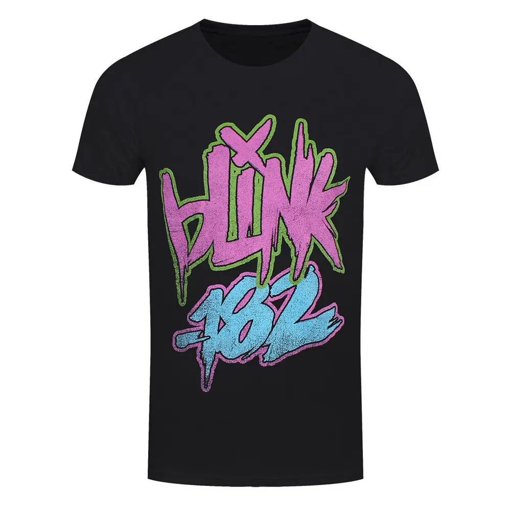 

Blink 182 T-Shirt Neon Logo Rock Official New Black