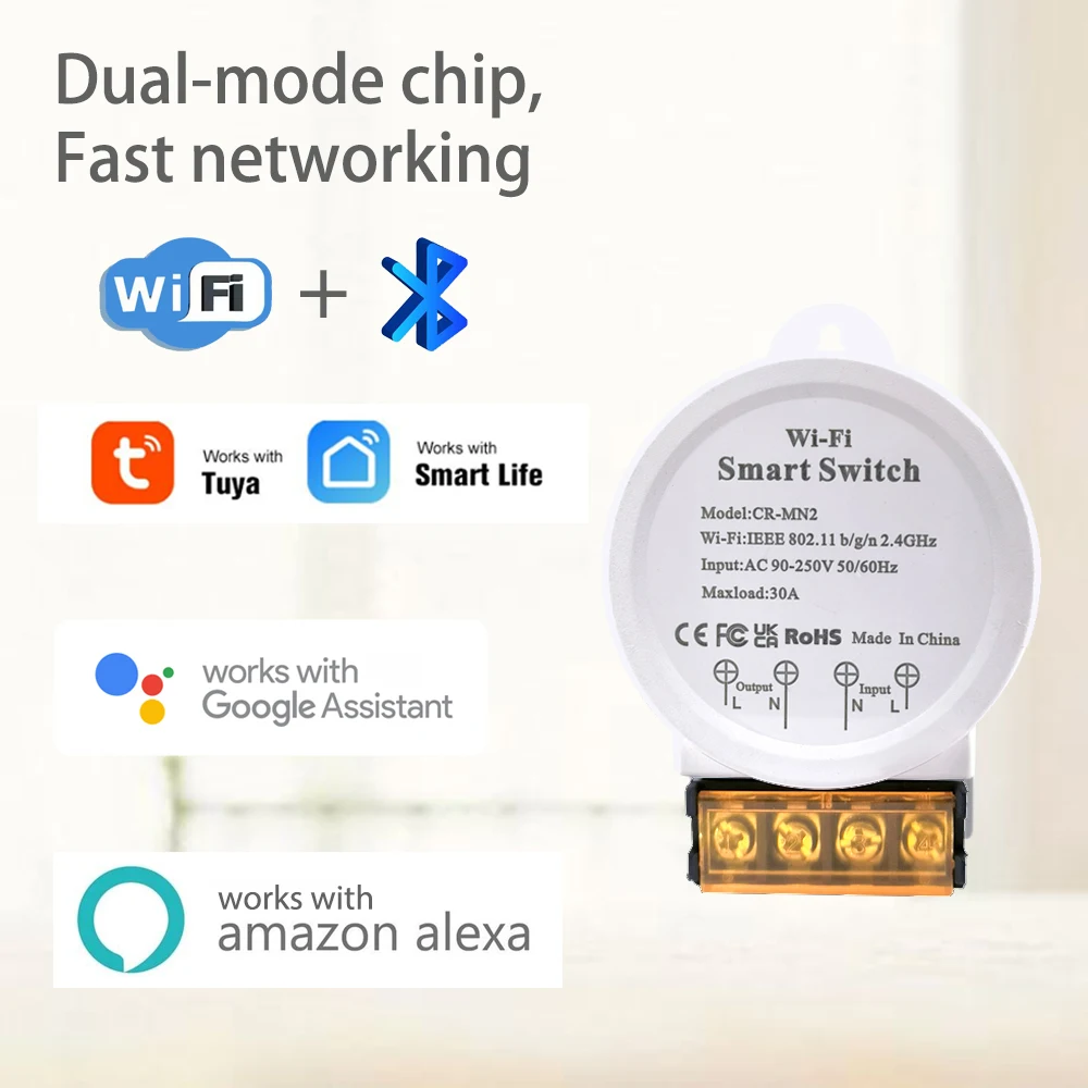 Tuya Zigbee Wifi Smart Switch Smart Life Met Power Monitor 30a 90-250V Ac High Power Relaismodule Voor Alexa Google Home