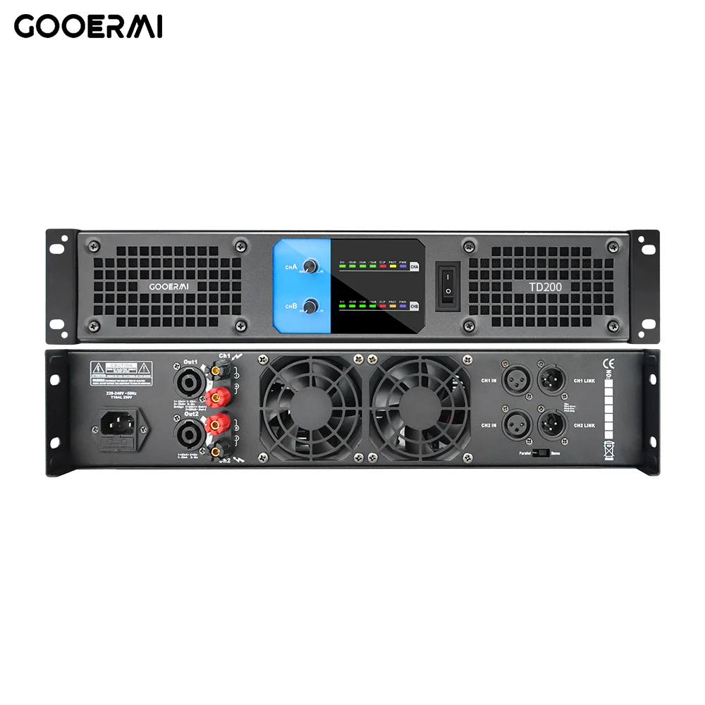 Gooermi 2/4 penguat daya Digital 4 saluran kualitas tinggi penguat suara logam Subwoofer Audio untuk panggung Speaker