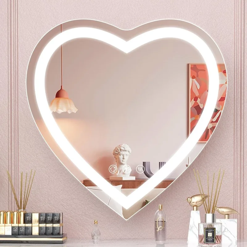 LED Bathroom Mirror with Lights Heart Shaped 32