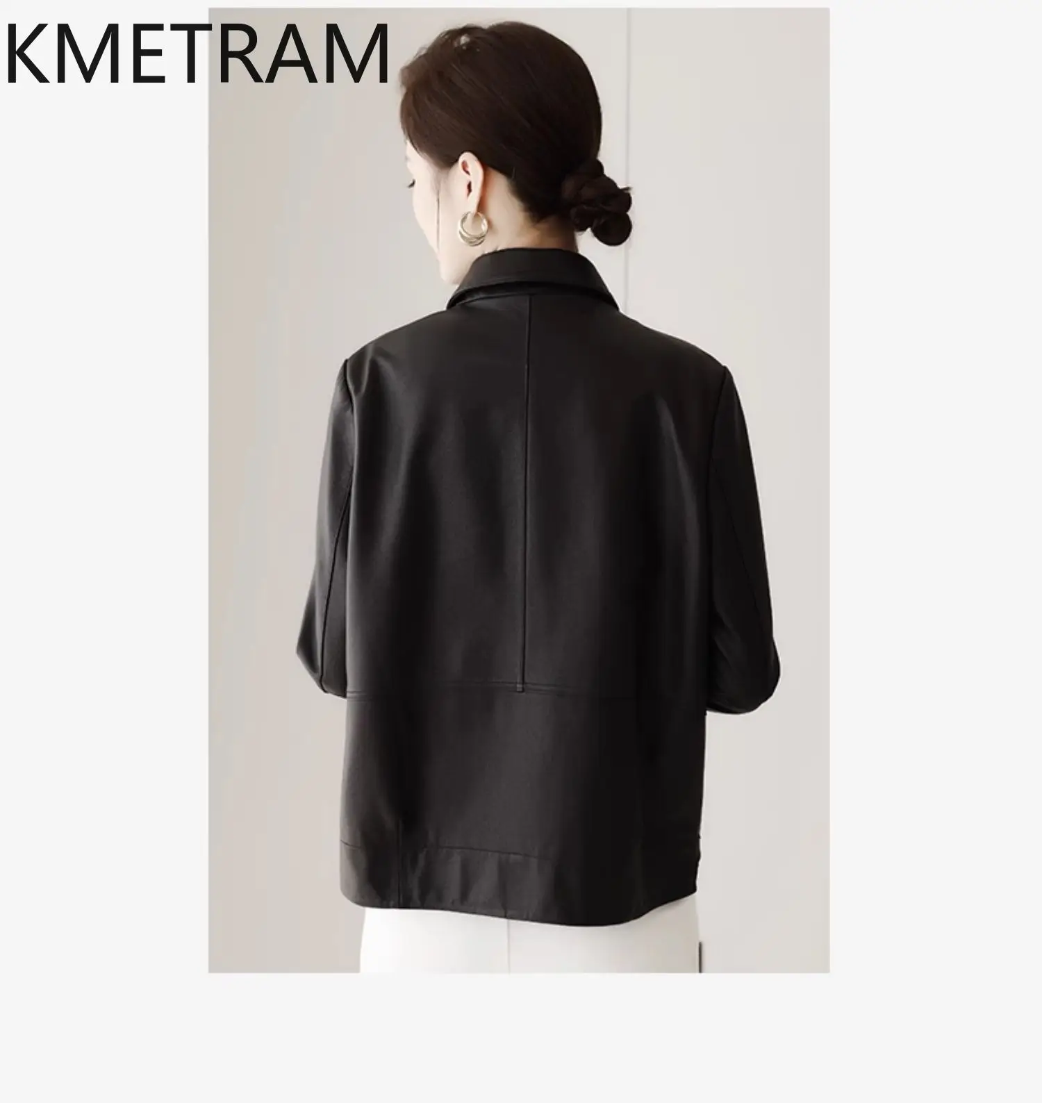 100 % erste Schicht Schaffell Jacke Frau hochwertige schwarze Echtlederjacken Frauen Herbst Damen Kleidung 2025 Ettка