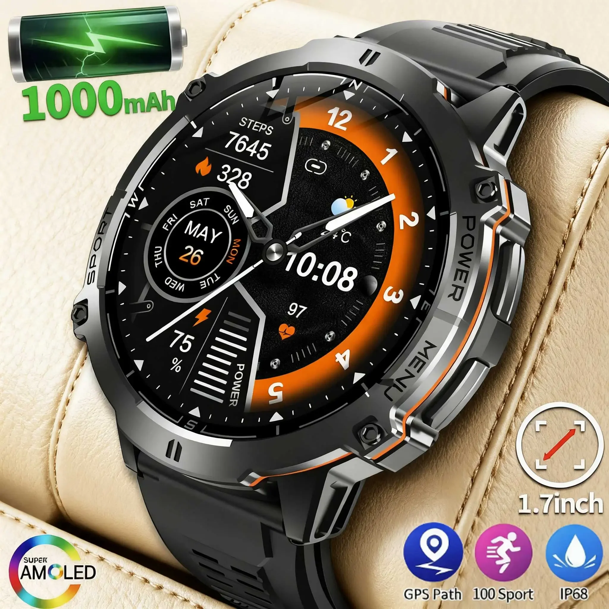 

Оригинальные смарт-часы TANK X3 Ultra GPS для мужчин, 1000 мАч, водонепроницаемость 10ATM, AMOLED-дисплей, трекер, электронные часы T-Rex 3 (модель 2026 года)