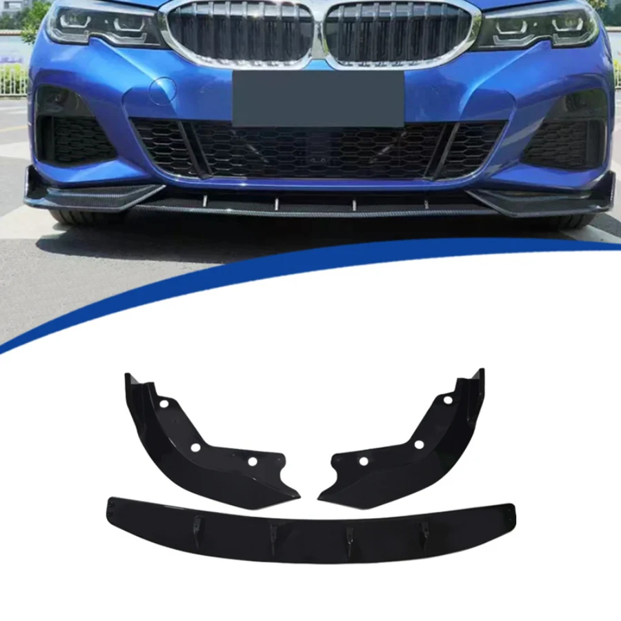 

For BMW 3 Series G20 G28 2019-2022 Bright Black Car Front Bumper Diverter Spoiler Diffuser Bright Black Front lip body kit