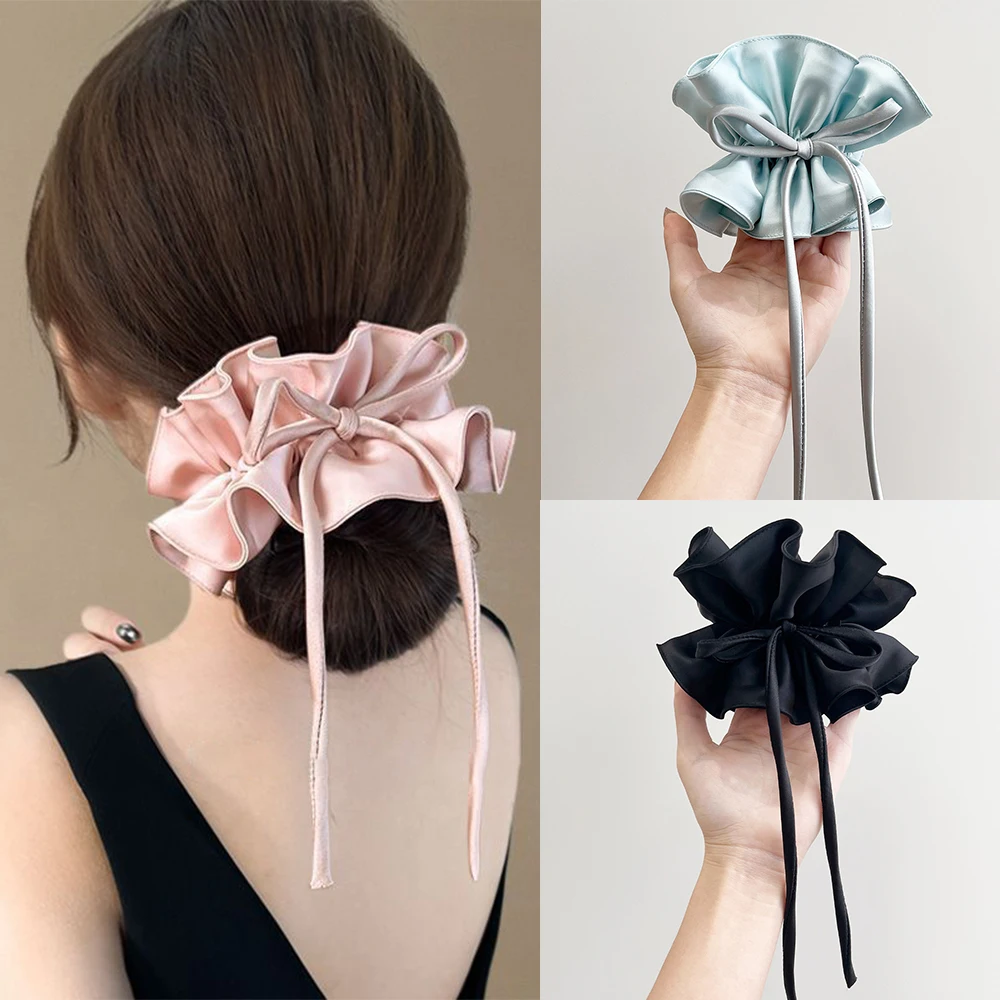 Bow Ribbon Hairbands Long Elastic Sweet Scrunchies Flowers Hair Tied Bands Head Rope Women Korean Girl Ponytail Hair Accessories