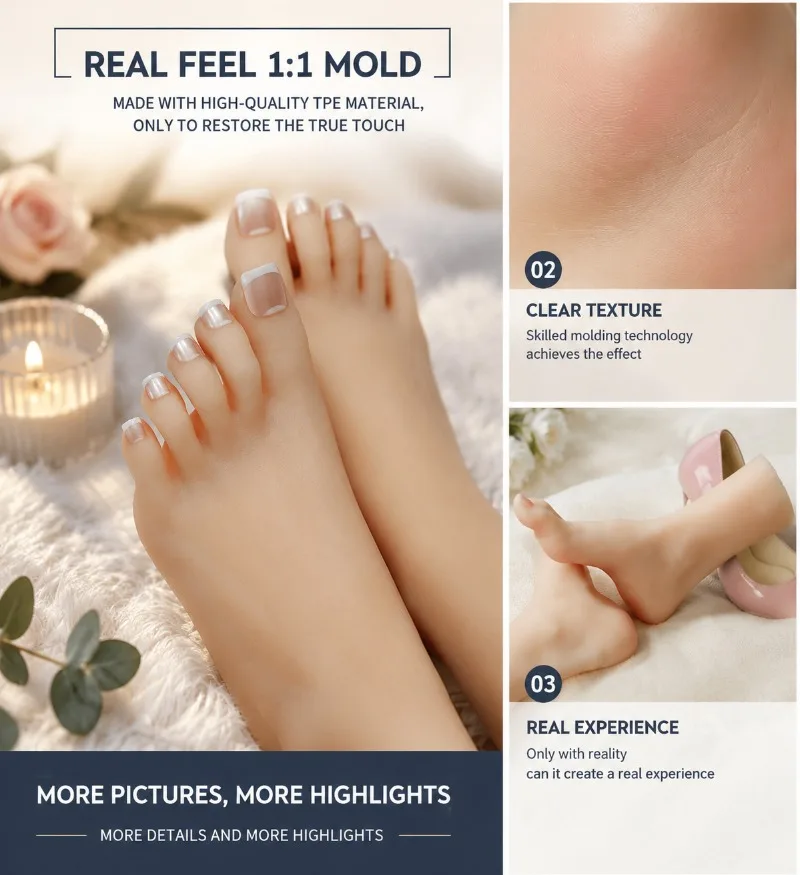 

Skin-Like Feel Silicone Female Girl 36 Foot Model Mannequin Fake Nail Training foot for Manicure DIY Salon Art Jewelry Display