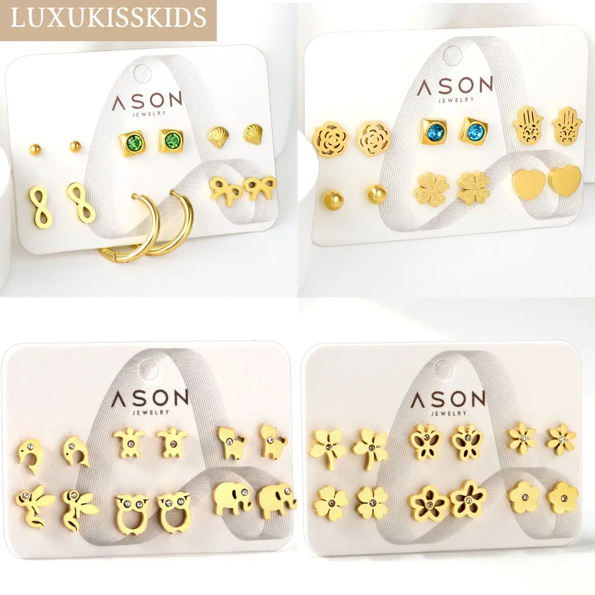 LUXUKISSKIDS 6pairs/Card Korean Fashion Stud Earrings Sets For Girls/Woman/Men Tiny Small Surgical Steel Ears Piercing New