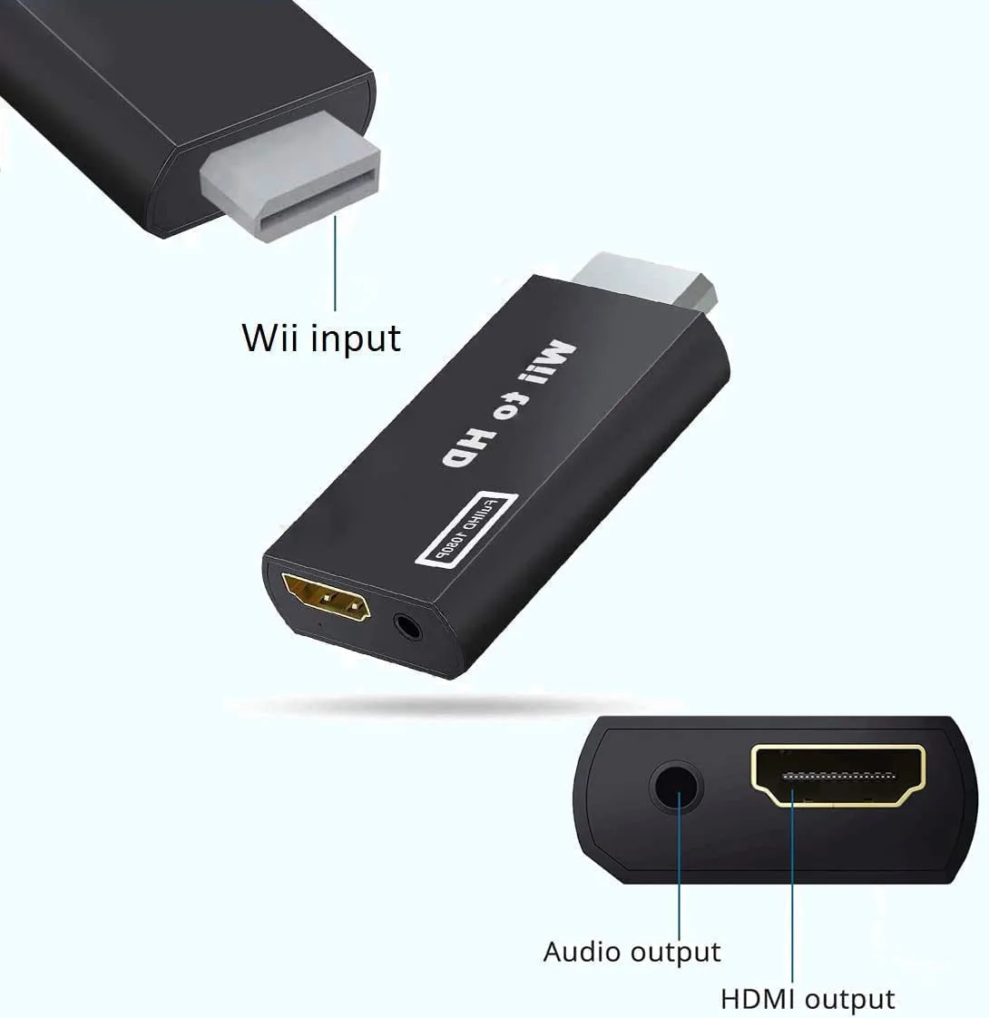 ZUIDID for Wii to HD-MI Converter,1080P Full HD Device with 3,5mm Audio Jack&HD-MI Output for Nintendo Wii, Wii U, HDTV, Monitor