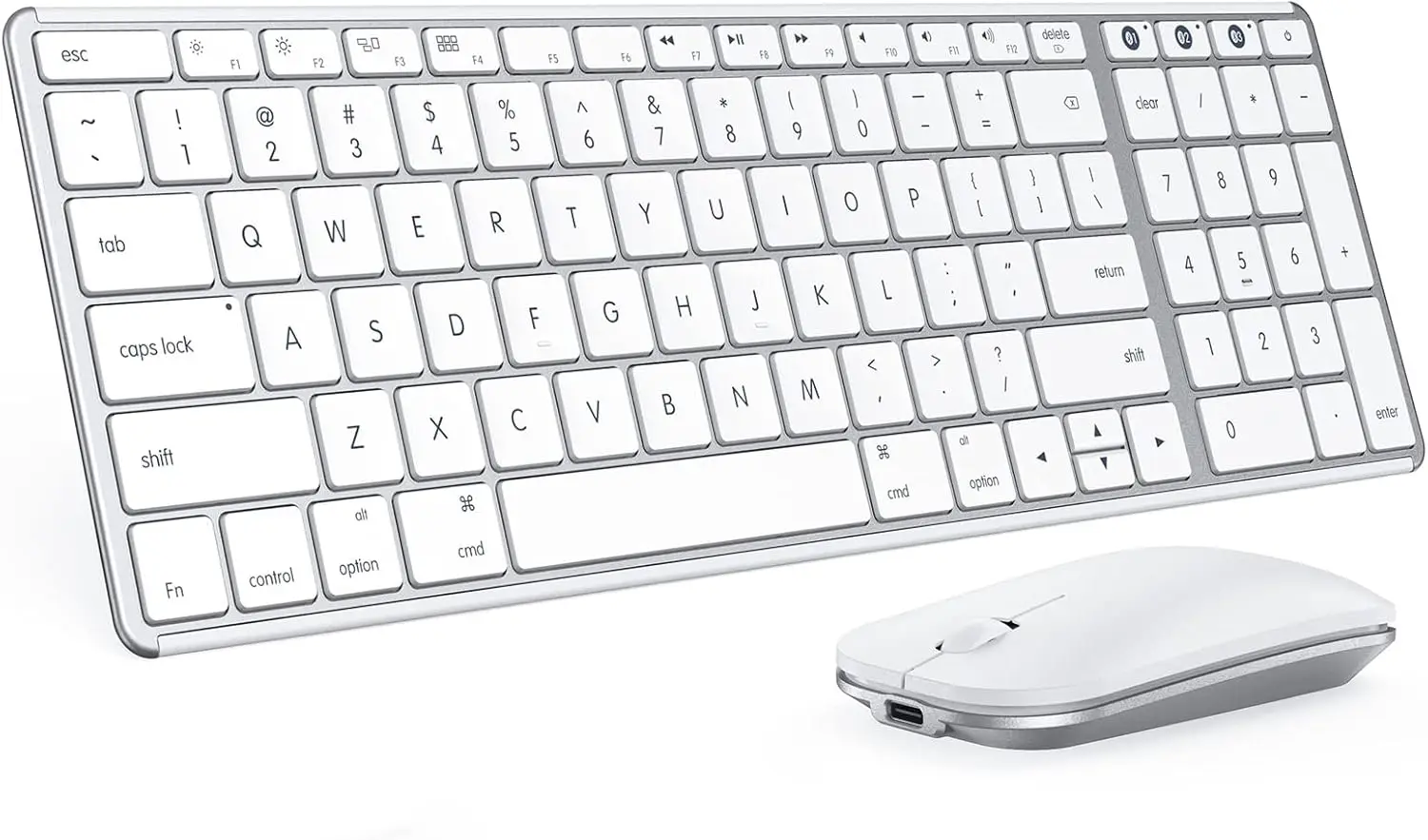 SGIAWETA-Bluetooth Keyboard and Mouse Combo for Mac, SKM64-2 Rechargeable Slim Wireless Keyboard Mouse Compact-birthday