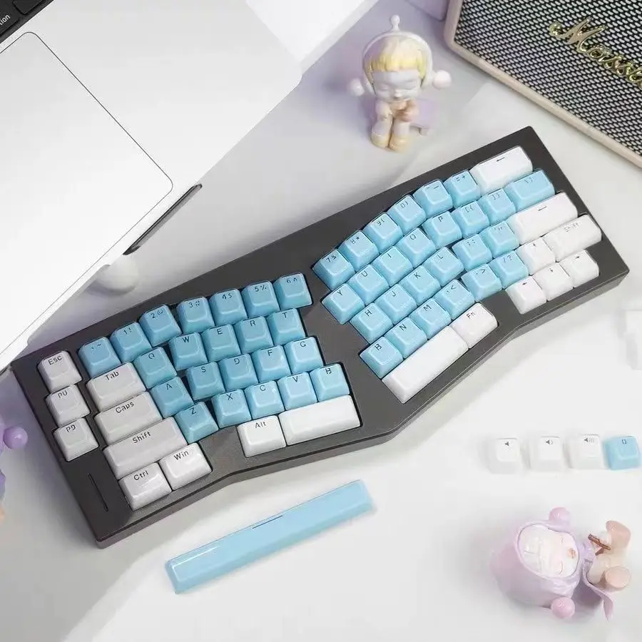 Geléia translúcida teclado mecânico Cap, Keycaps de cristal, MDA perfil, retroiluminado redondo, branco, rosa, layout, DIY, 136 chaves