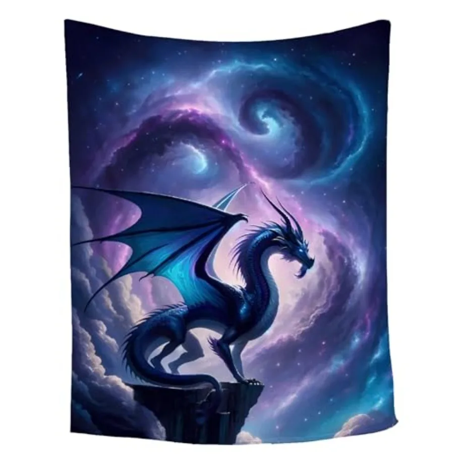

Dragon Blanket Gift for Woman Man Girls Boys Dragon Gift for Blue Dragons Lovers Soft Flannel Blanket for Living Room Sofa Couc